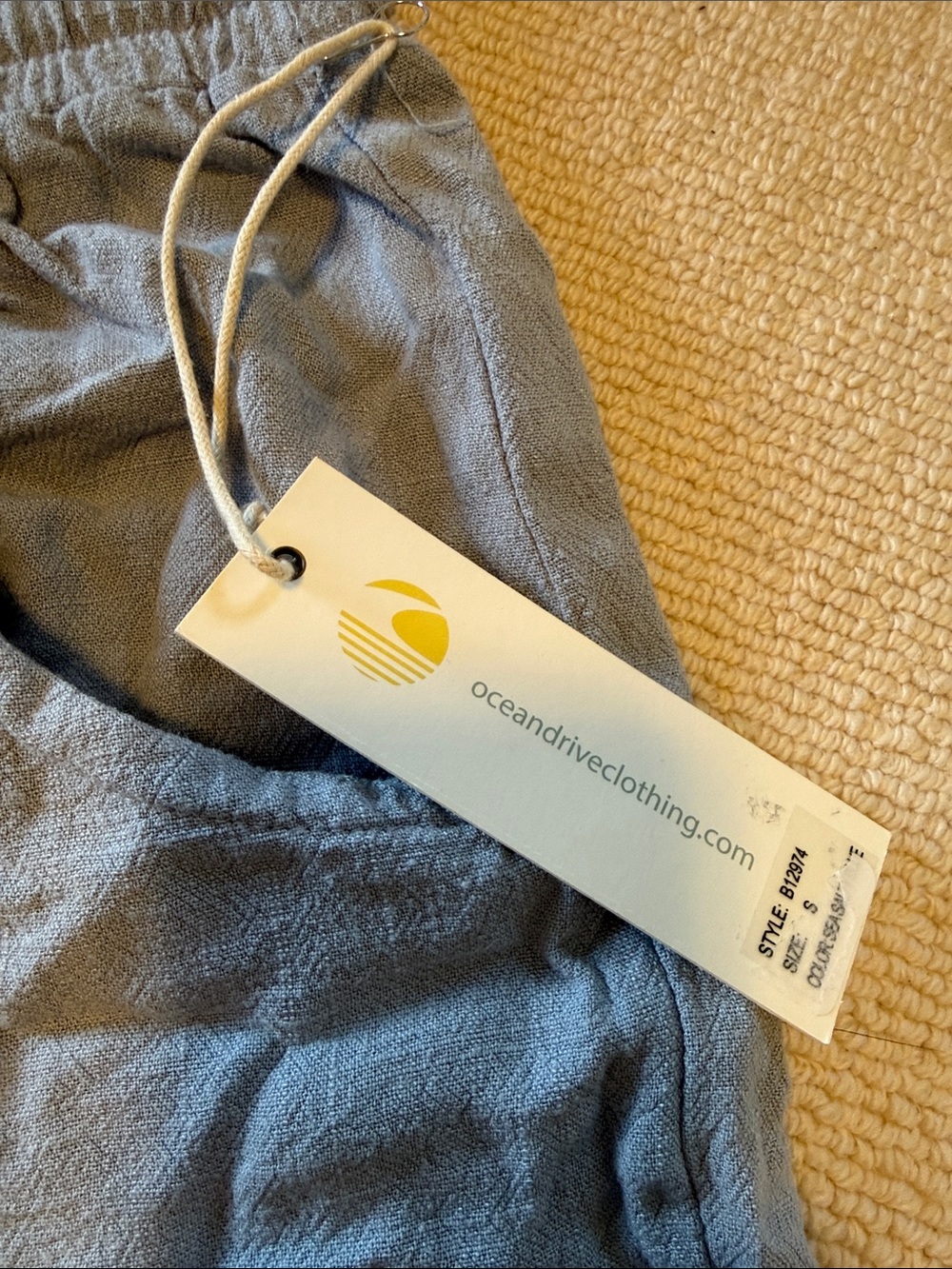 Ocean & Drive Light Blue Linen Drawstring Pants